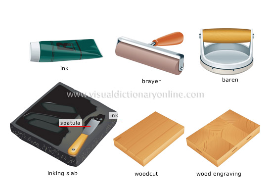 ARTS & ARCHITECTURE :: GRAPHIC ARTS :: RELIEF PRINTING PROCESS :: EQUIPMENT  [2] image - Visual Dictionary Online