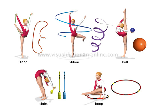 SPORTS & GAMES :: GYMNASTICS :: RHYTHMIC GYMNASTICS :: APPARATUS image -  Visual Dictionary Online